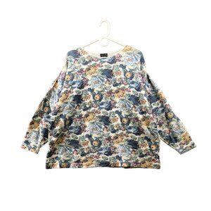 VTG Objects Dart Womens Grandma Floral Knit Long Sleeve Top Size L Granny
